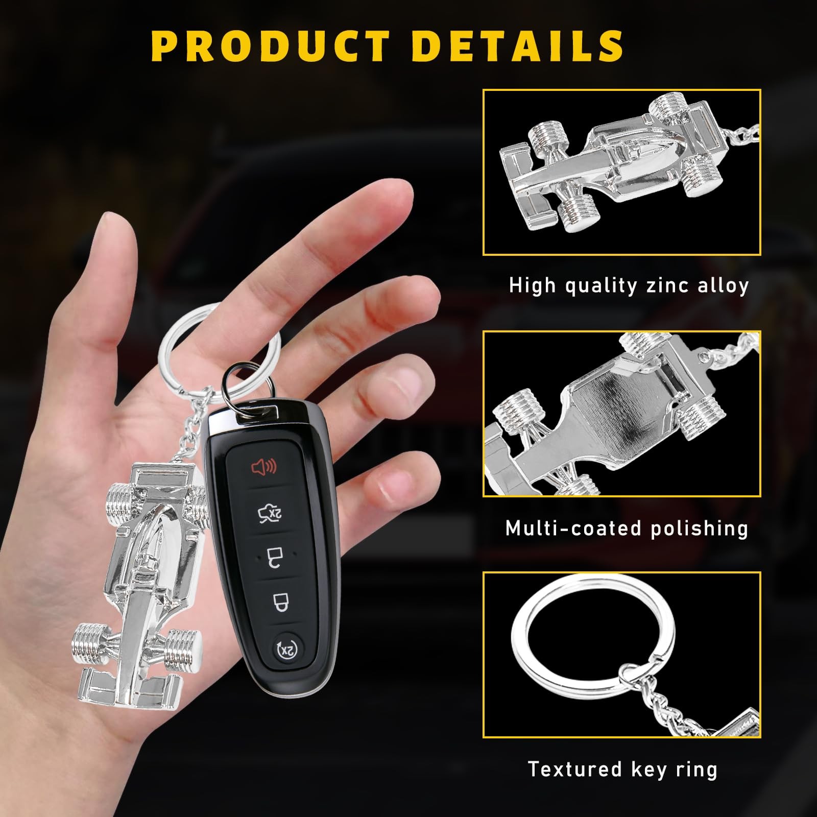 Suvnie F1 Race Car Keychain, Party Favor Auto Keyring 3.58 × 1.06, Hollow