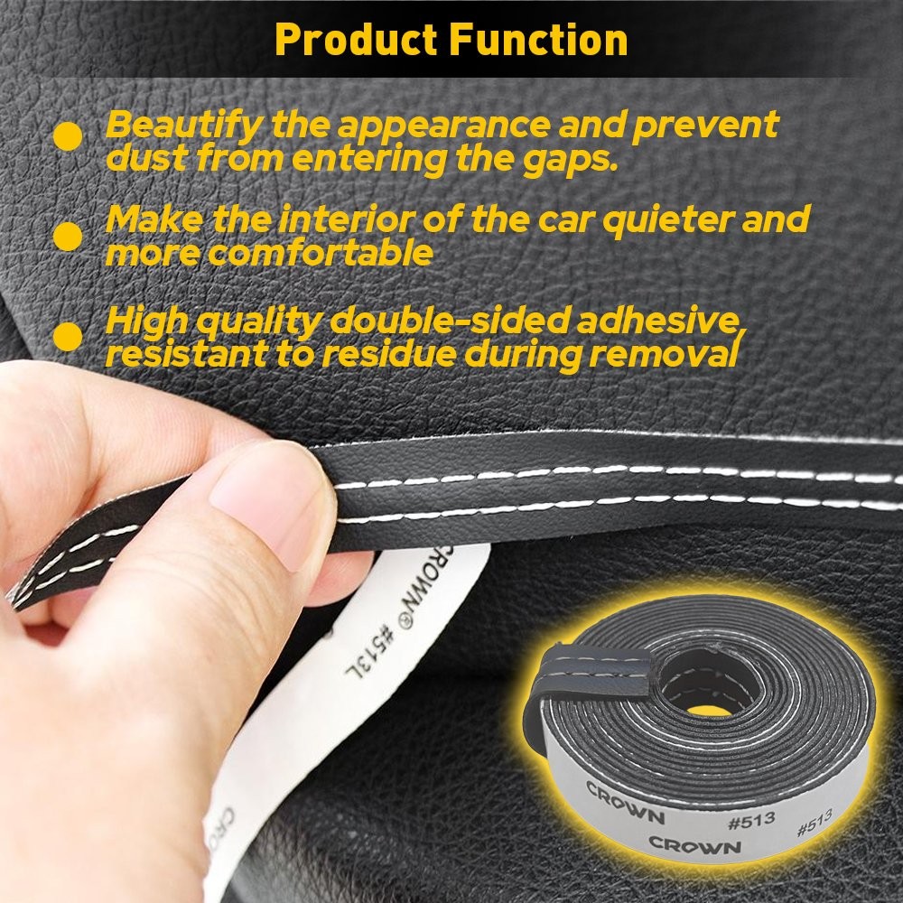 PU Leather Car Dashboard Decor Strip Sticker Moulding Line Trim Accessories