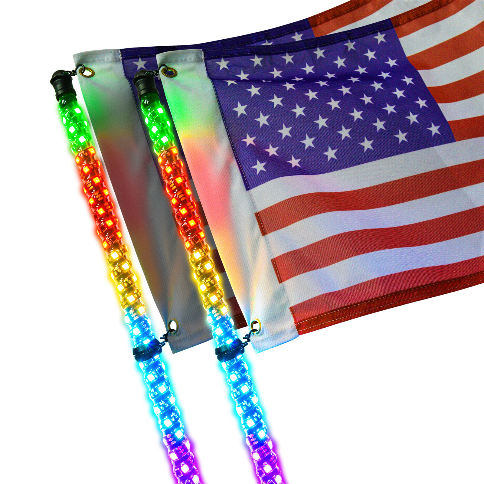 2pcs 1FT COB Fat Whip Light,RGB+IC Chasing Antenna Whips for ATV UTV SXS RZR