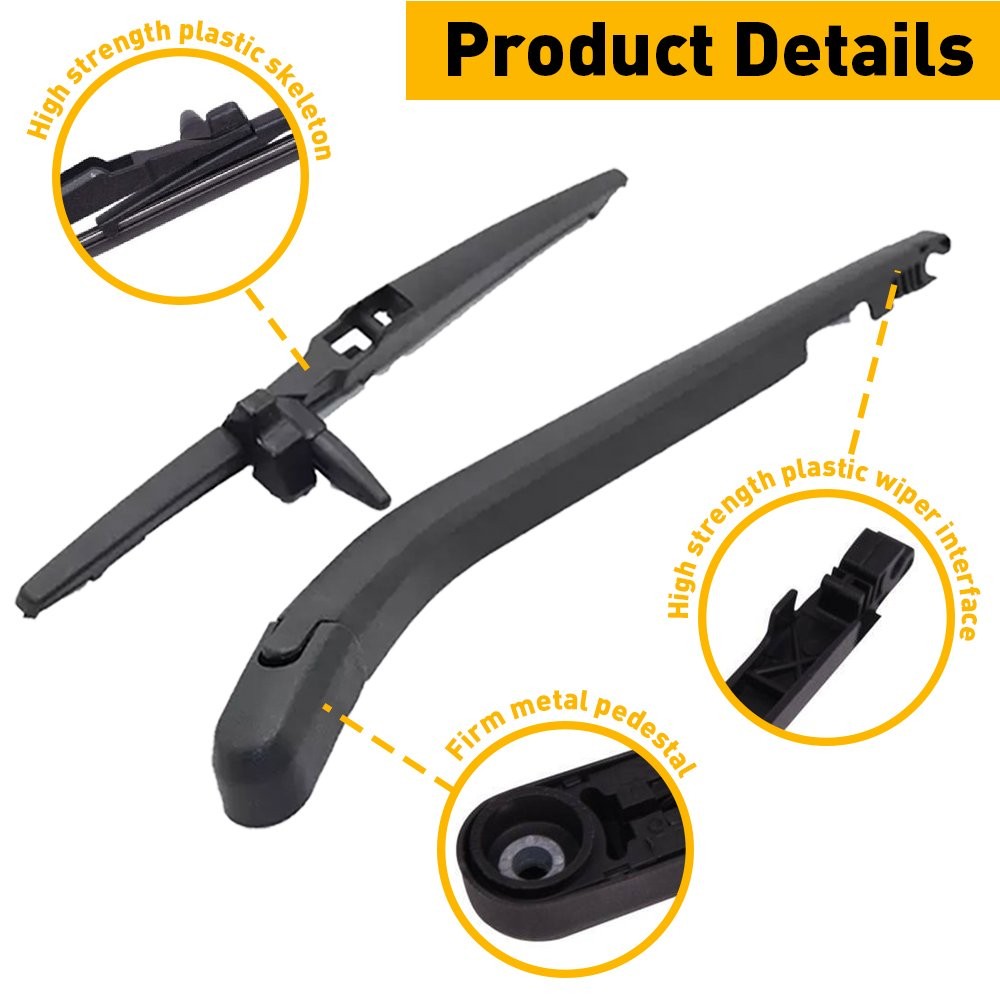 Rear windowshield glass Wiper Arm & Blade Fit 4RUNNER black Toyota ABS+ RUBBER