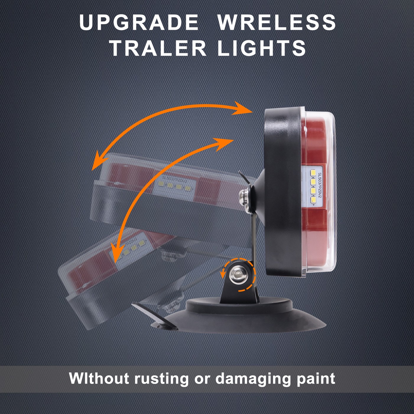 Upgraded Wireless Rechargeable LED Trailer Light Kit 7-Pin Plug for Truck RV SUV