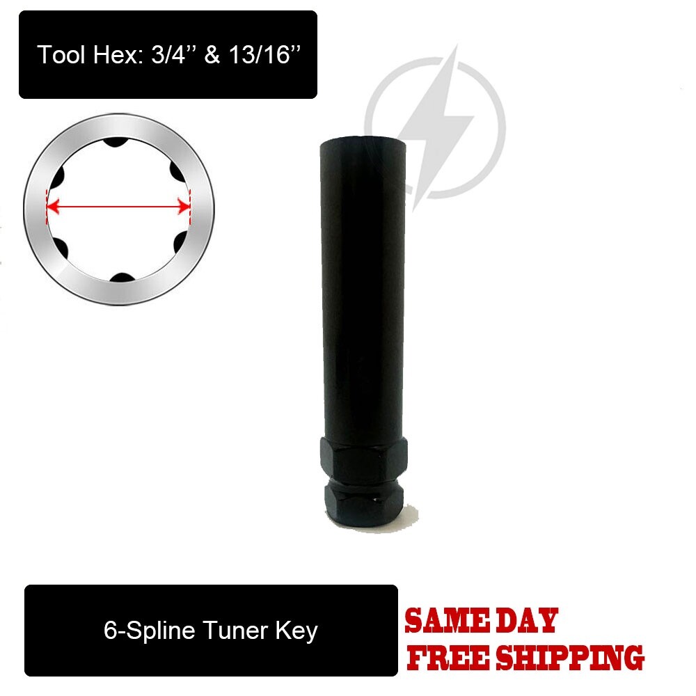 1PC 6-SPLINE TUNER LUG NUT TOOL KEY FIT 6 POINT LUG NUTS WITH 3/4 & 13/16 SOCKET