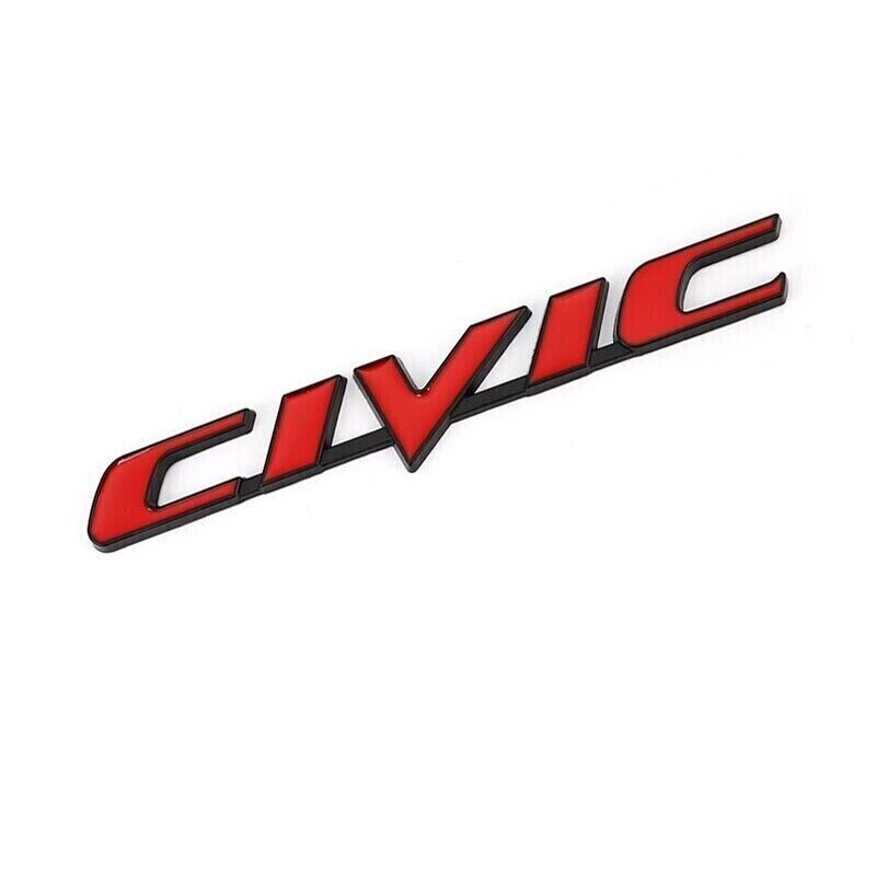 CIVIC Rear Trunk Car 3D Red and Black Letter Emblem Badge