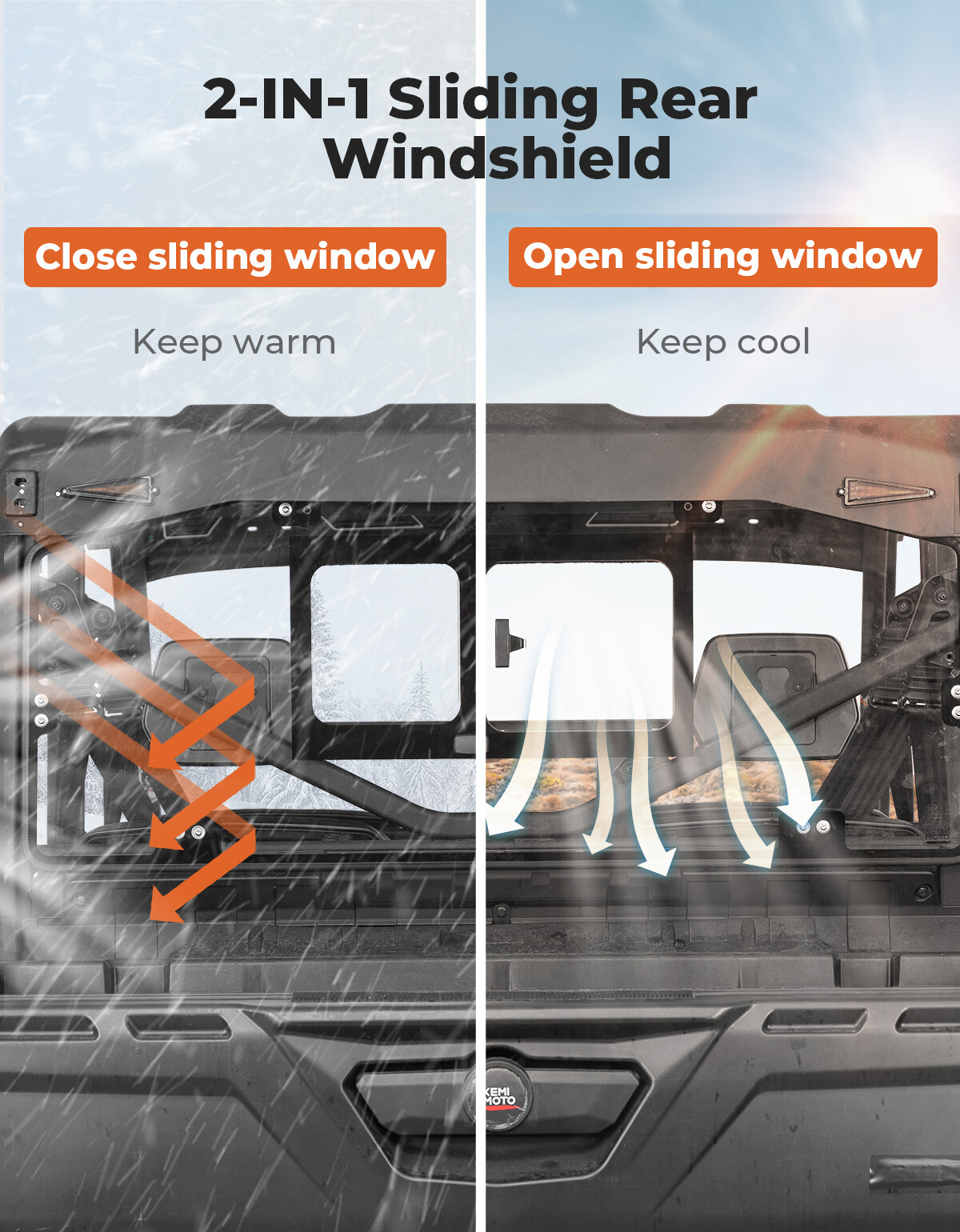 Glass Rear Windshield W/ Sliding for Can-Am Defender HD5/HD8/HD10 Max 2016-2024