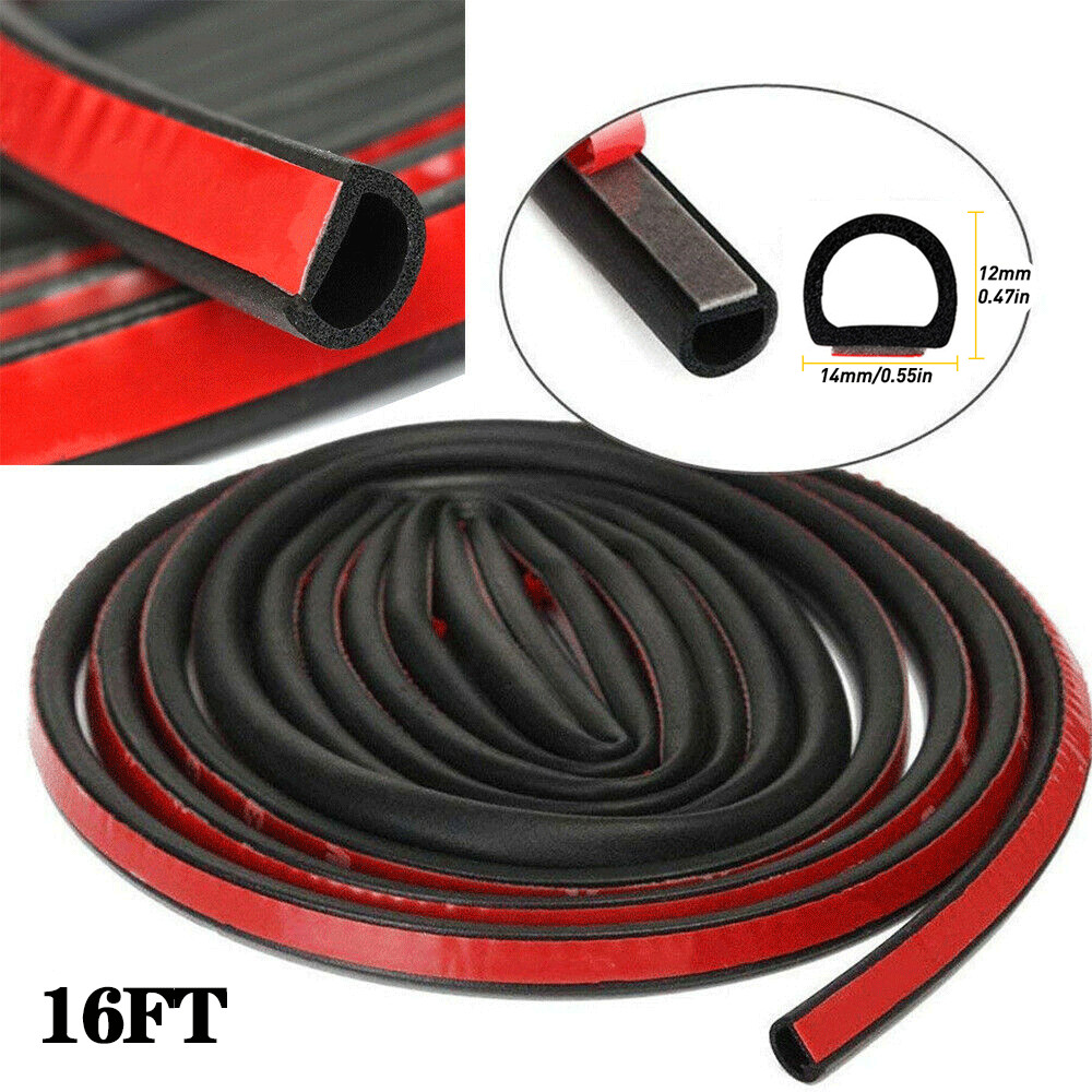 5M/16FT Weatherstrip Small D-shape Car Door Rubber Weather Seal Hollow Strip