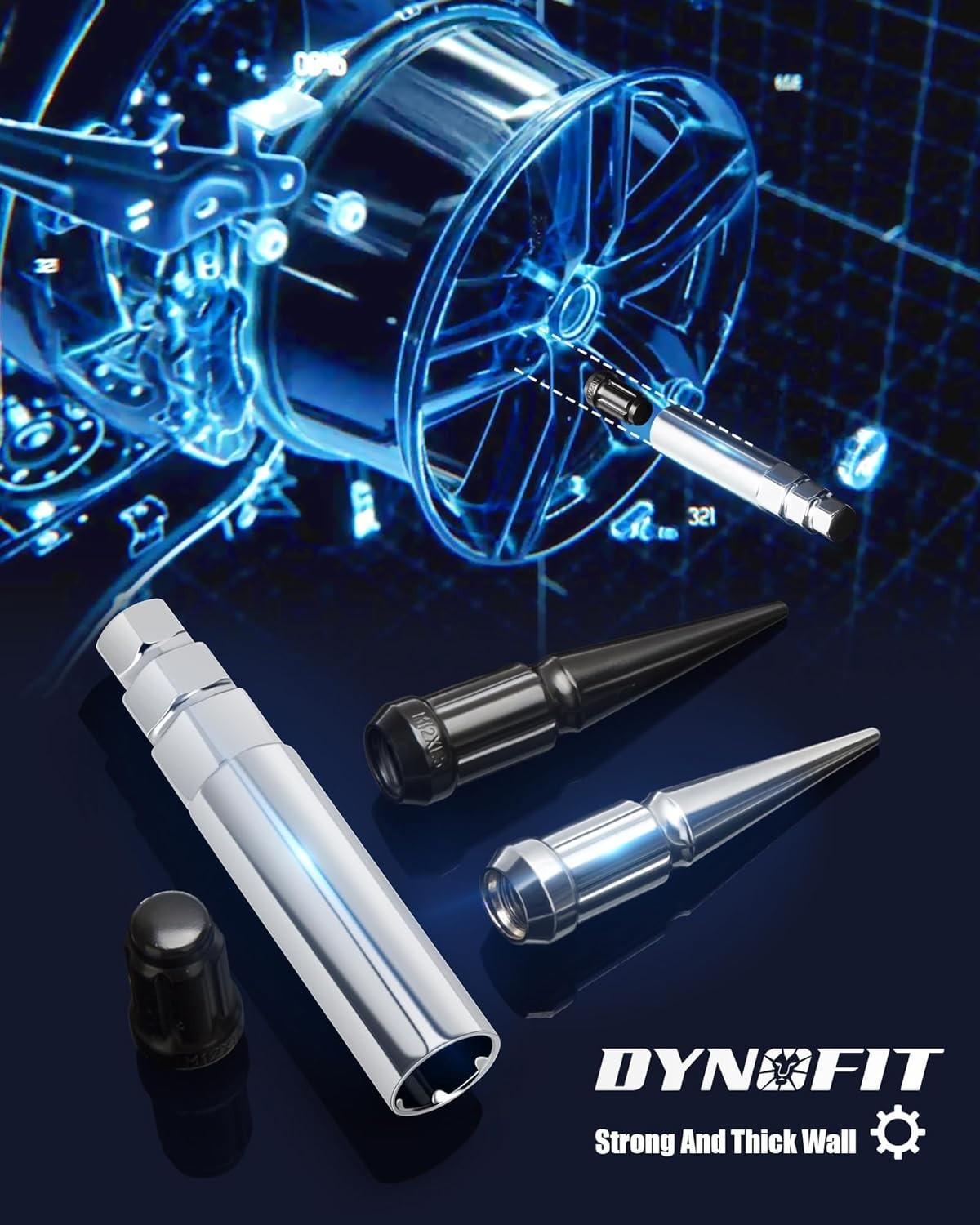 Dynofit 6 Spline Lug Nuts Socket Key for M12X1.5,12X1.25,1/2″-20,3/8″-24 Lug Nut