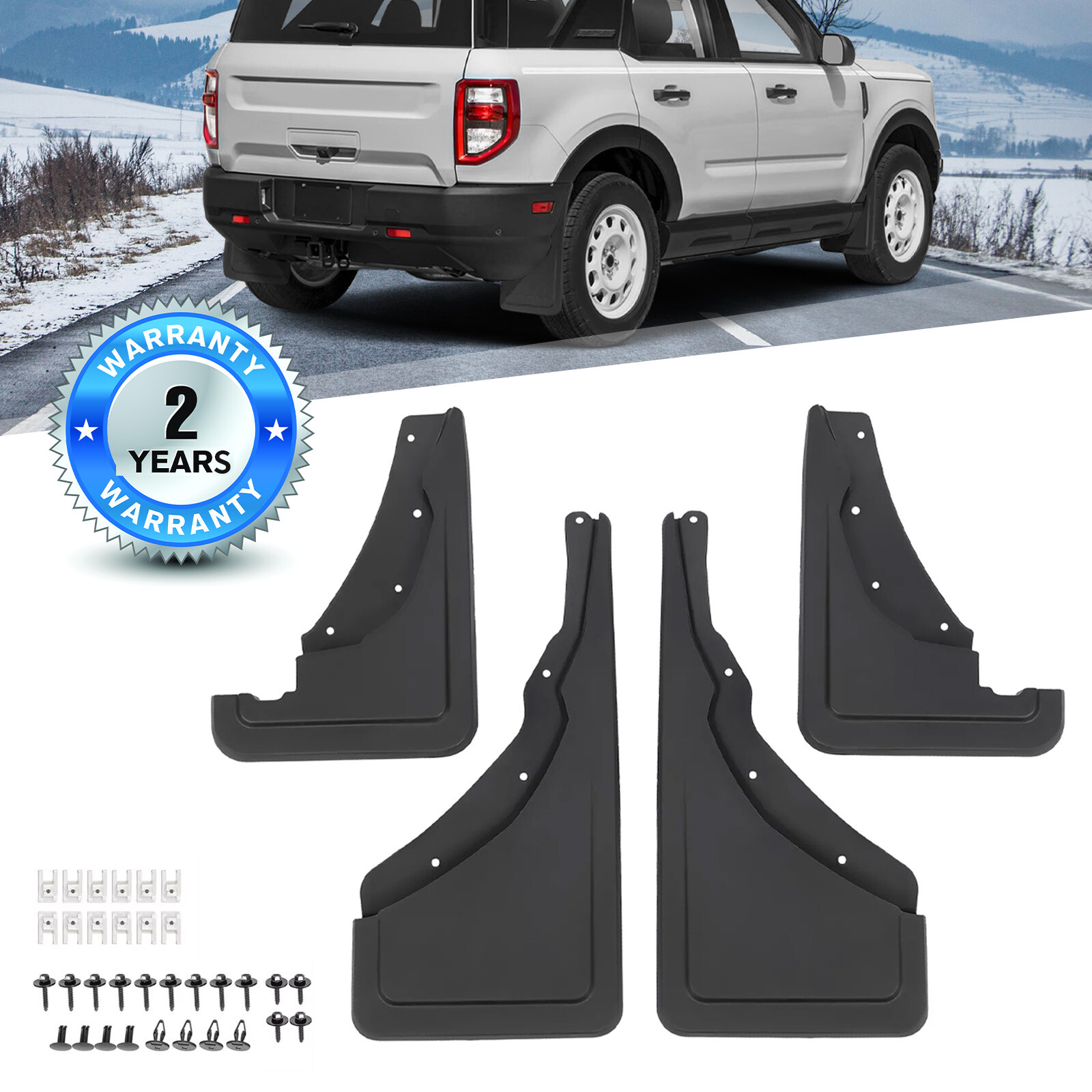 Front & Rear Mud Flaps Splash Guards Fender For 2021-2024 Ford Bronco Sport 4pcs