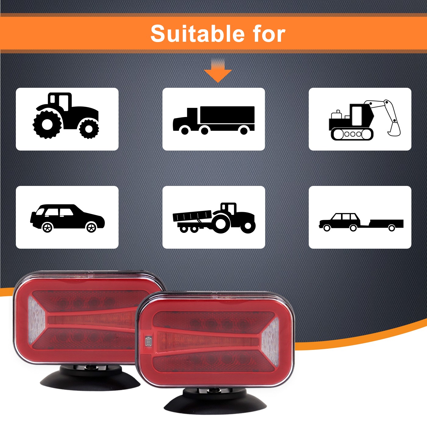 Upgraded Wireless Rechargeable LED Trailer Light Kit 7-Pin Plug for Truck RV SUV