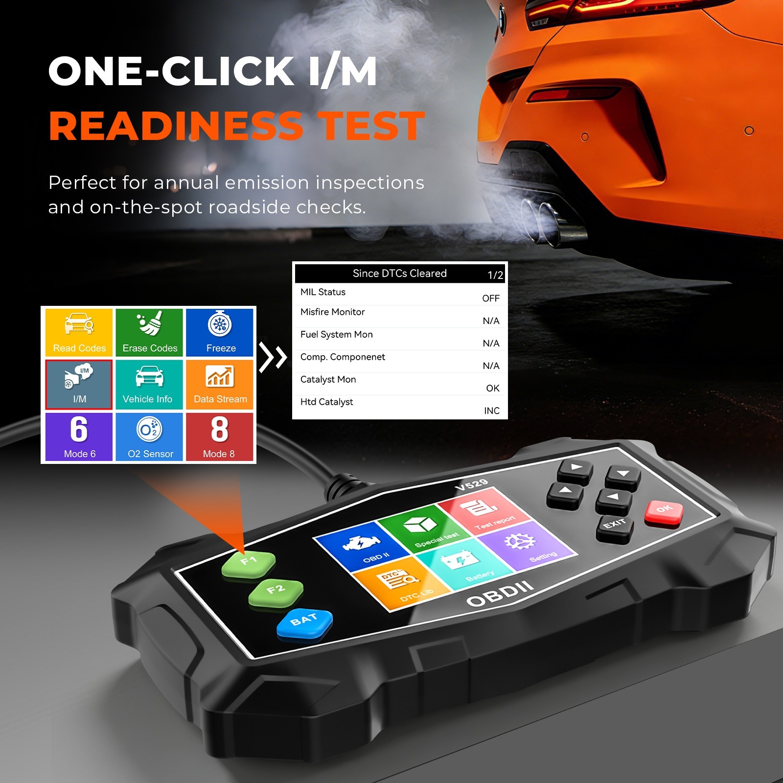 Car Diagnostic Tool Full OBD2 Modes DTC Lookup Free V529 Scanner Battery Test