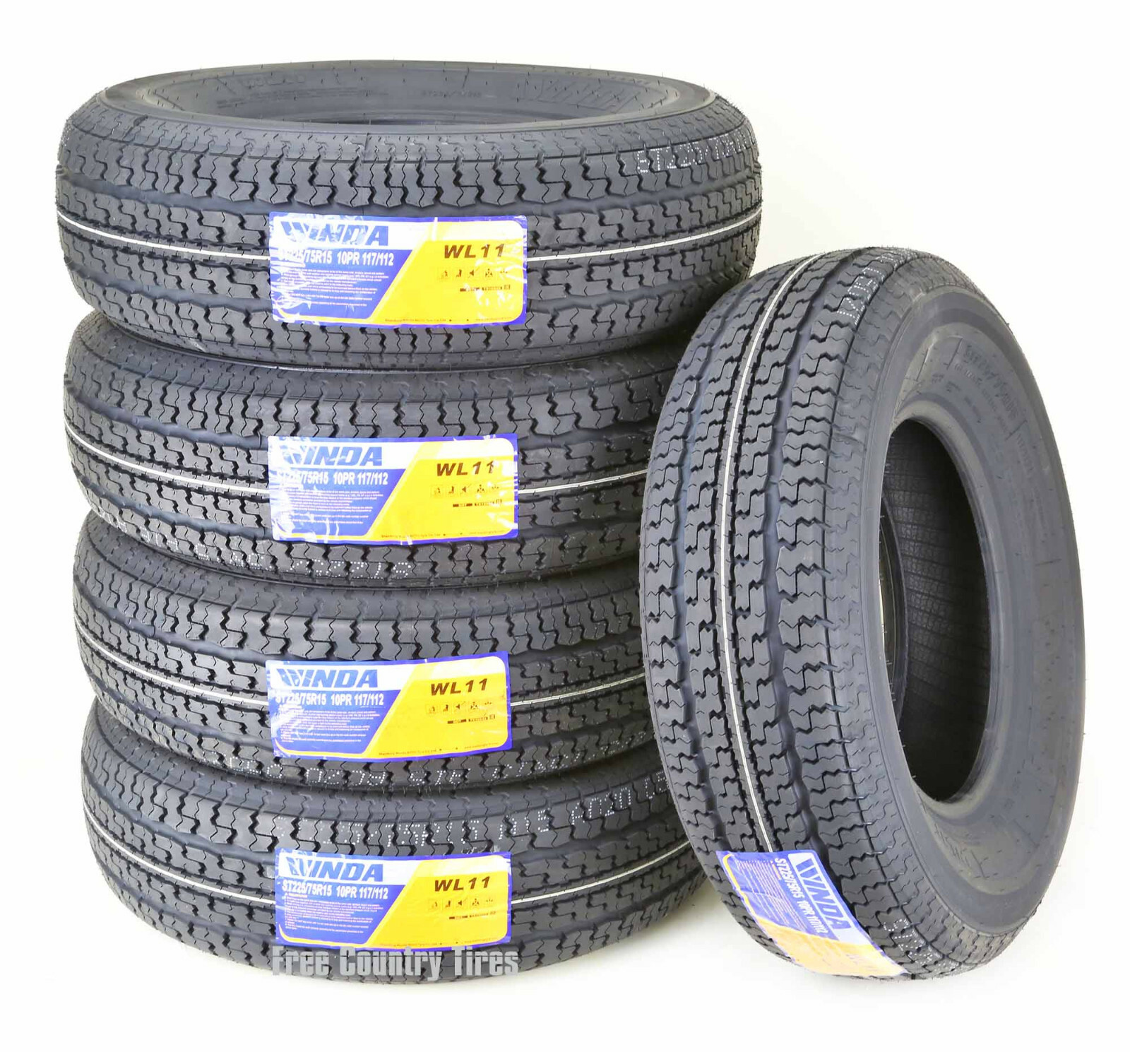 Set 5 WANDA Radial Trailer Tire ST225/75R15 10PR LR E Steel Belted