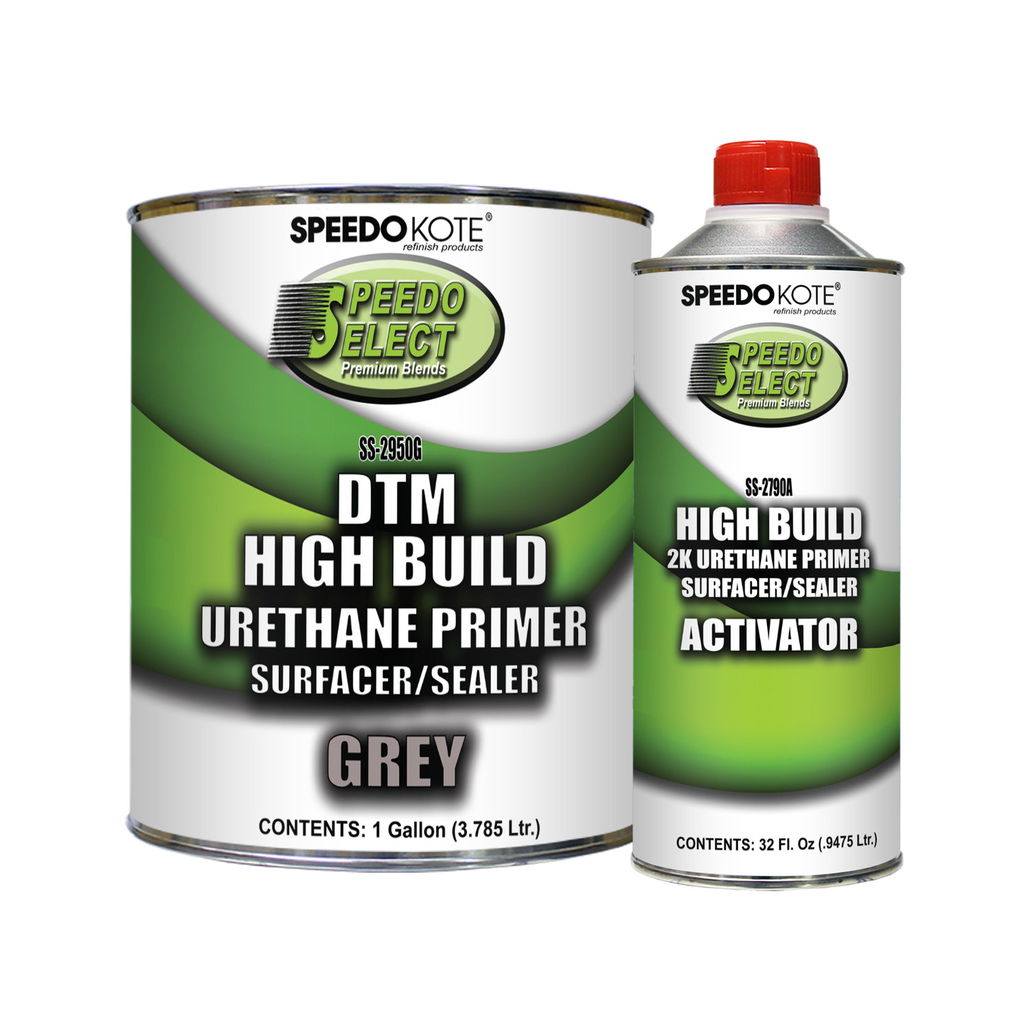 Automotive High Build 2K Urethane Primer/Sealer Gray Gallon Kit, SS-2950G/2790A