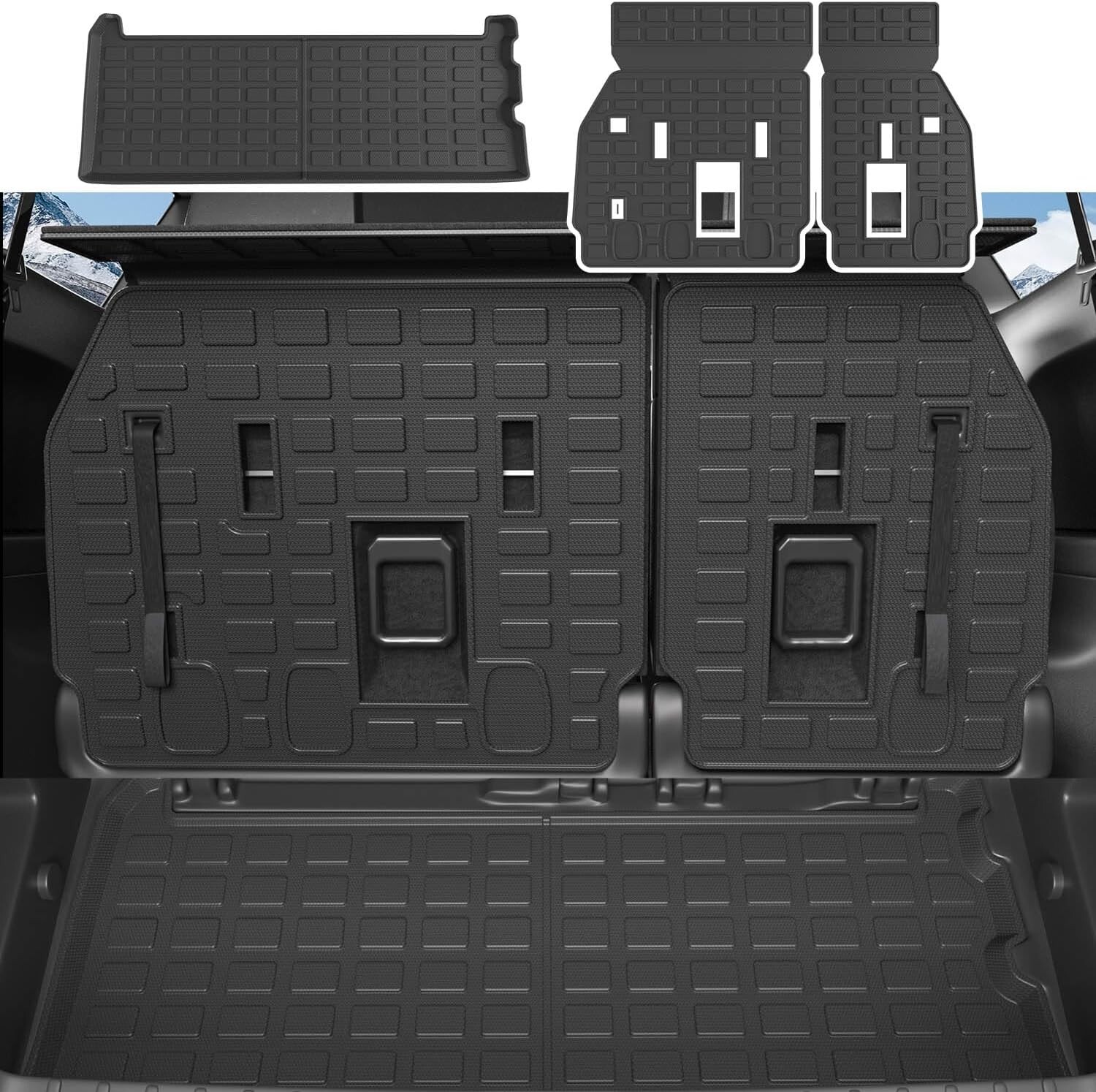 Cargo Liners Rear Trunk Liner Backrest Mats For 2021-2025 Toyota Sienna 3rd Row