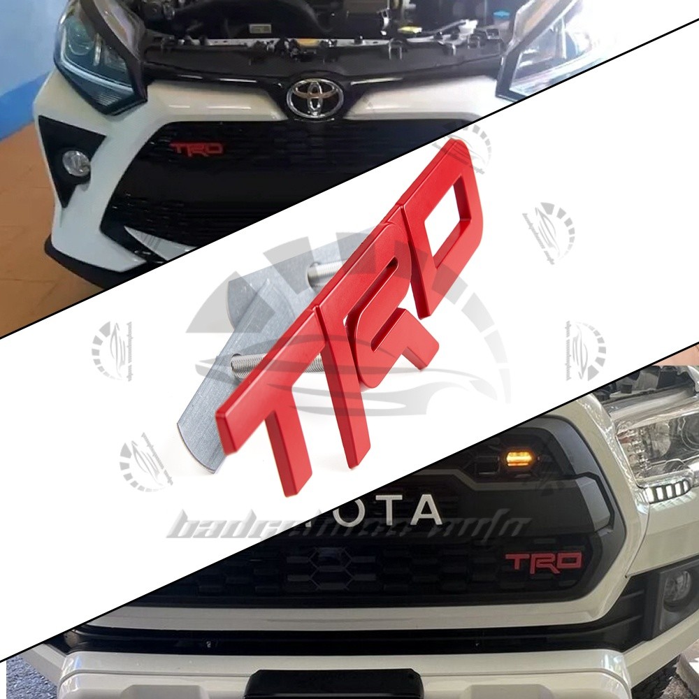 3D Red Front Grill Hood Badge Grille Emblem Metal Screw Fittings Fits TRD Letter