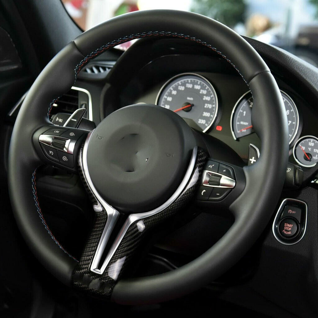 Real Carbon Fiber Steering Wheel Replacement Trim Fit for M3 M4 M5 M6 X5M X6M