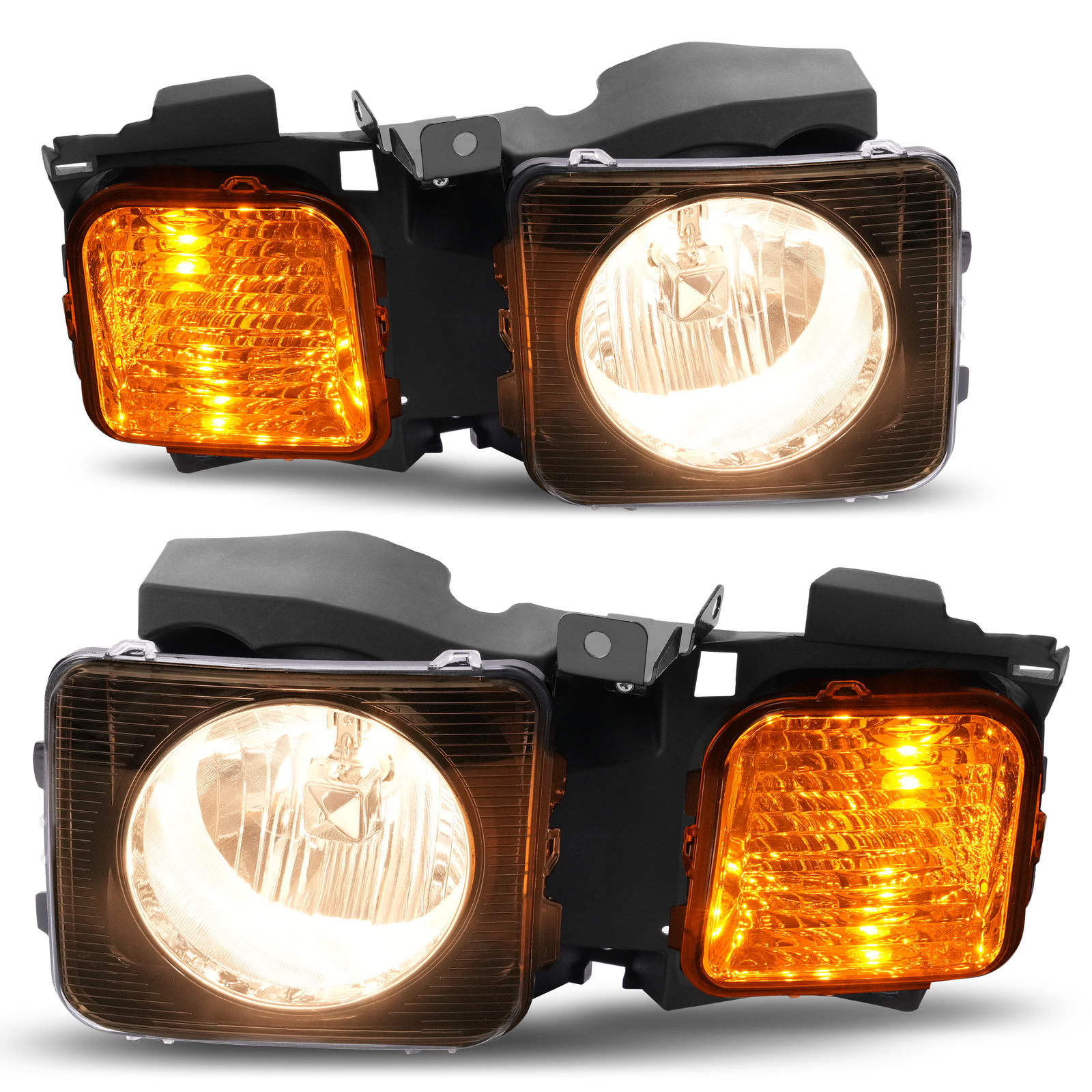 Driver and Passenger Side Headlights For Hummer H3 2006-2010 Halogen with Bulbs