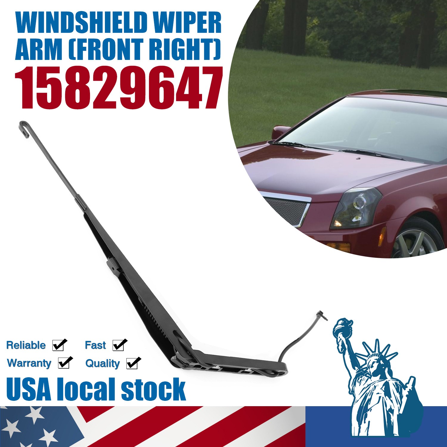For Chevy Silverado 2500 HD 2003-2006 Windshield Wiper Arm Steel/Plastic/Rubber