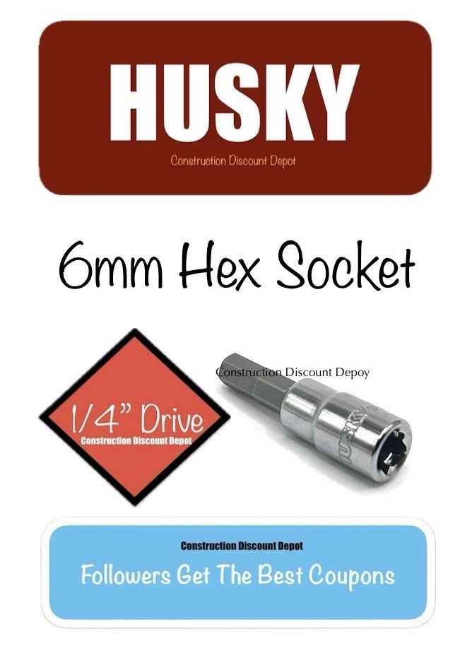 Husky Metric Hex Socket Bit 1/4″ In. Drive 6mm 6mm