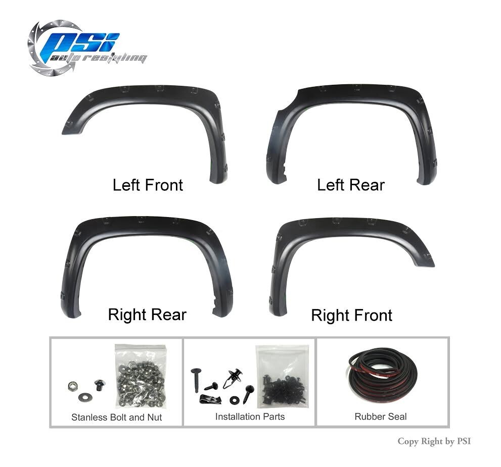 Paintable Pop-Out Bolt Style Fender Flares Fits Toyota Tundra 2014-2021 Full Set