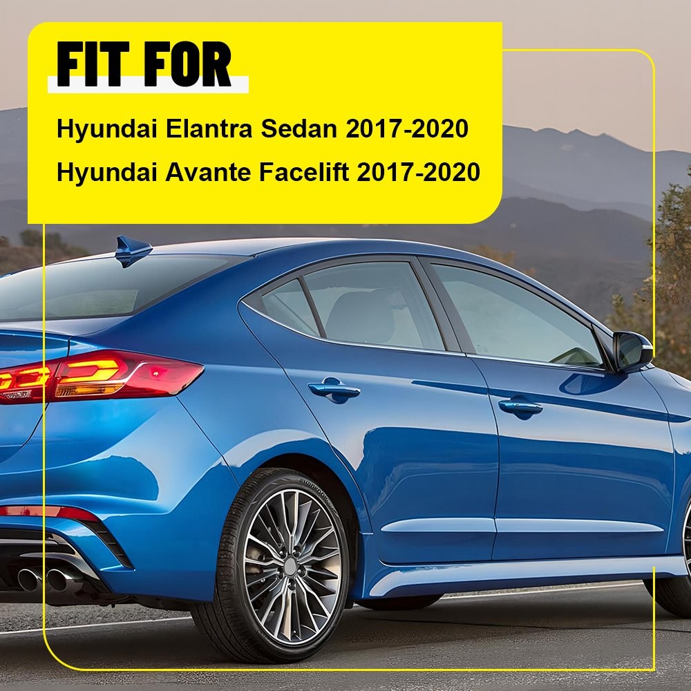 8x Black Pillar Posts Door Window Trim Cover For 2017-20 Hyundai Elantra 1~10X