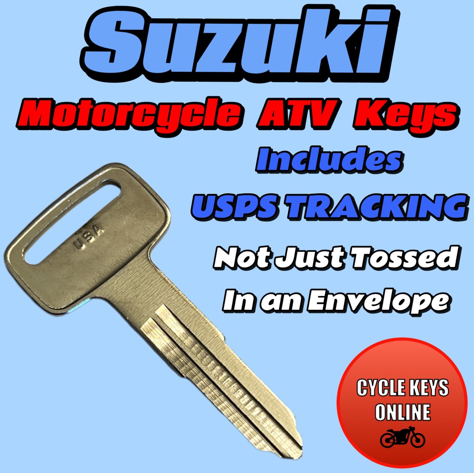 Suzuki Motorcycle ATV keys Cut to Code spare key codes C59610-C69097