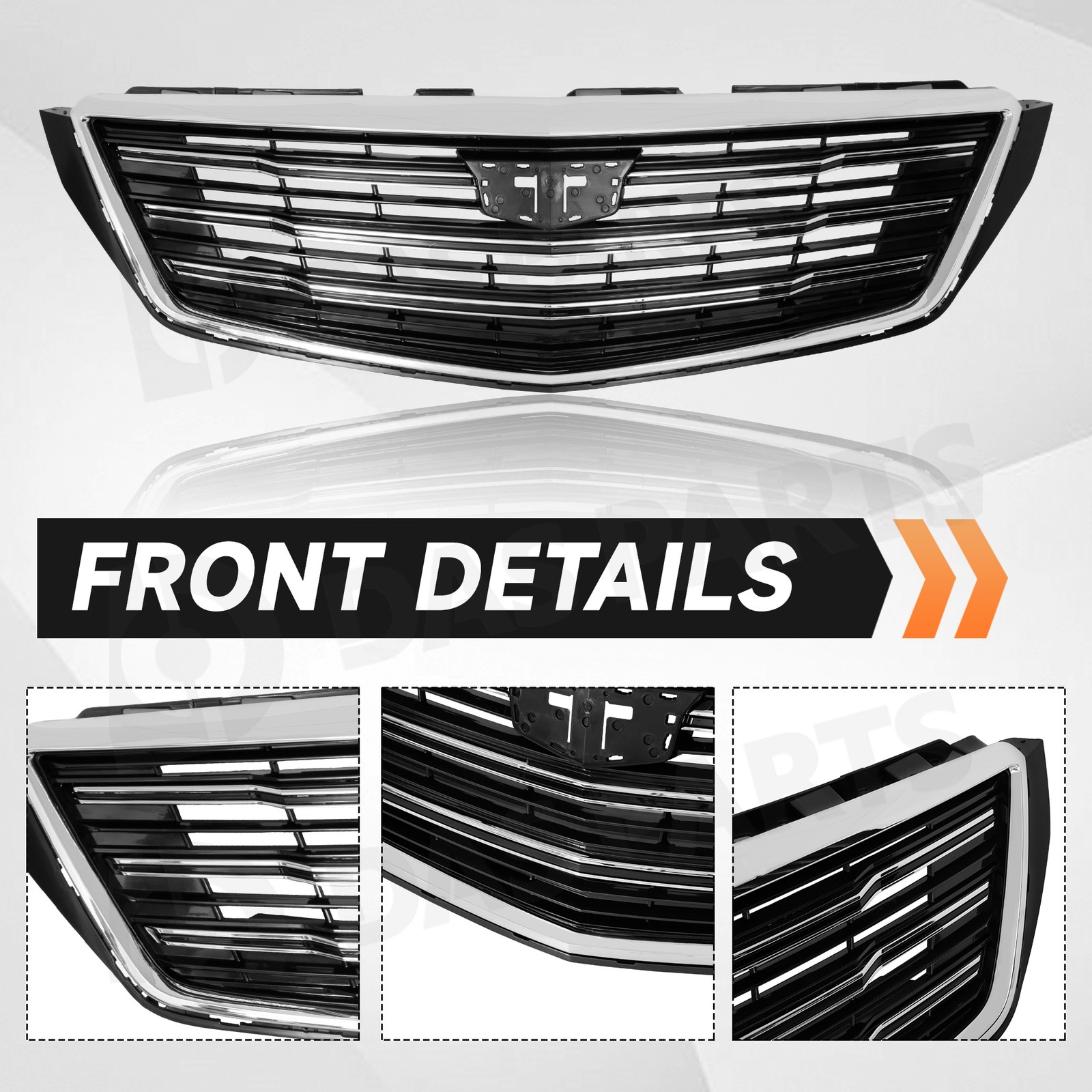 Painted PX8 Gloss Black Front Bumper Cover Grille Kit For 2018 2019 Cadillac XTS