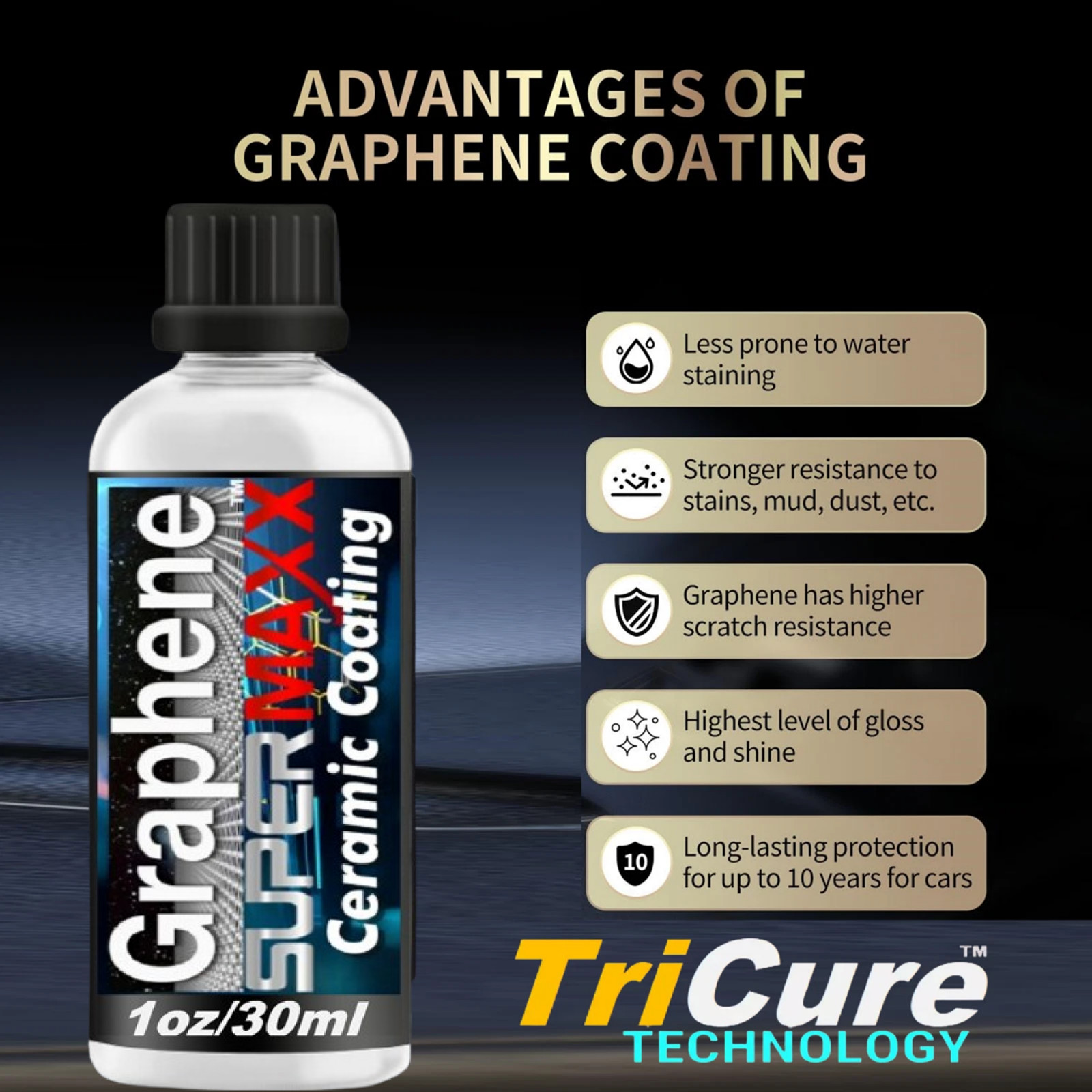 GRAPHENE 10 YR ADVANCED PROTECTION “HYBRID 9H CERAMIC CAR COATING” 1 oz/30ml