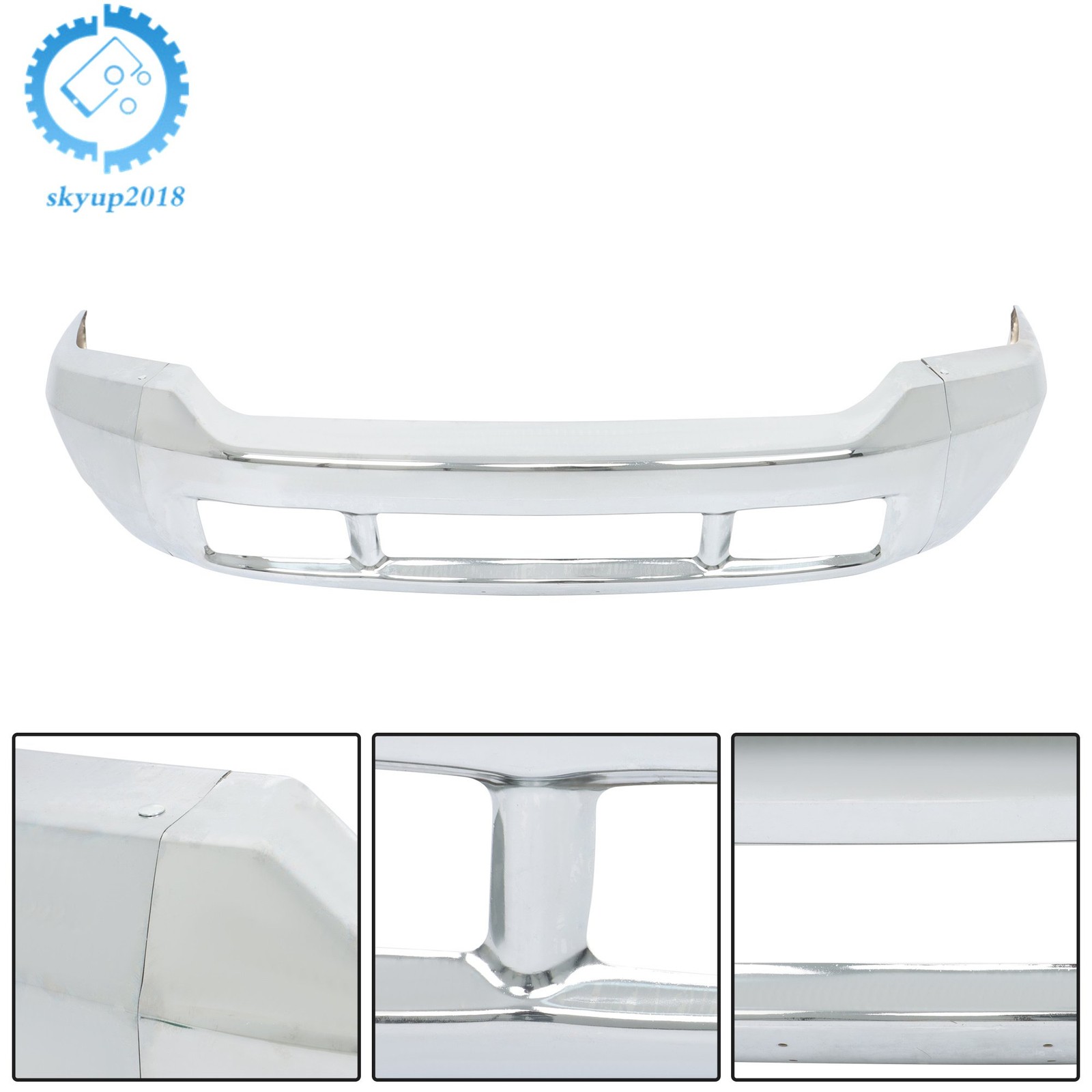 Front Bumper Face Bar Split-Type For Ford F-250 F-350 1999 00-2004 Chrome Steel