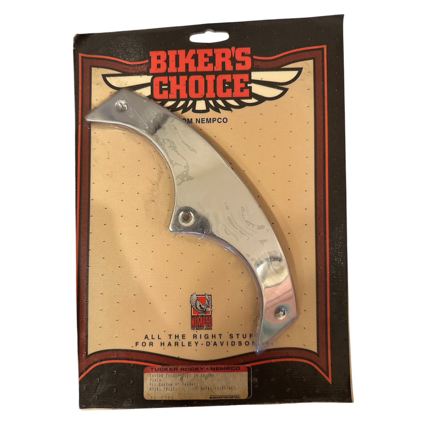 NOS Biker’s Choice Chrome Custom Fender Tip Harley Davidson 8” Fender 59283-85T