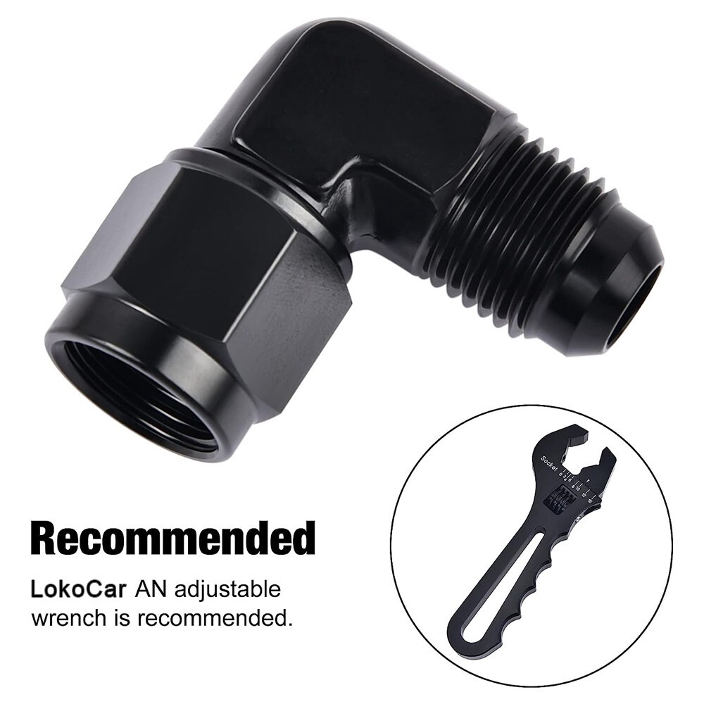 4AN Female to 4AN Male Flare Swivel Hose Fitting Adapter 90° Degree Aluminium