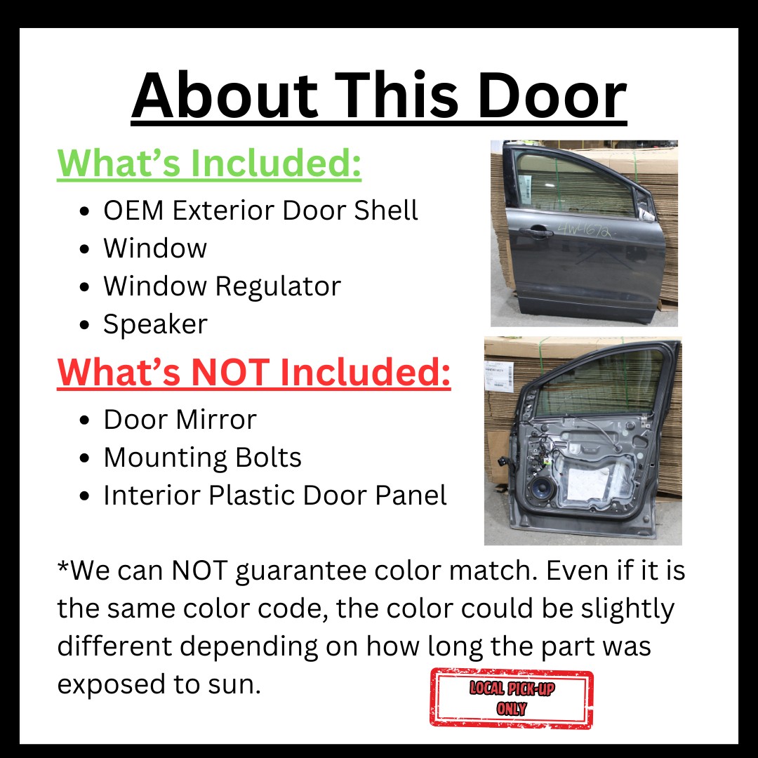 Used Front Right Door Assembly Front fits: 2015 Chevrolet Equinox Front Right Gr