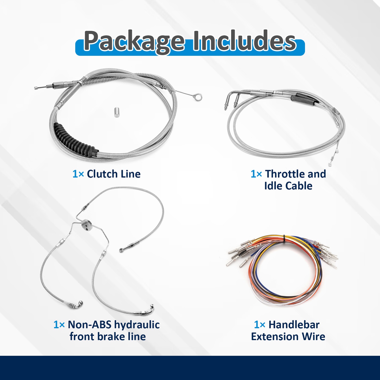 Chrome Extended Handlebar Cable Kit For Harley Touring 1999-2007 12″-14″ Bar