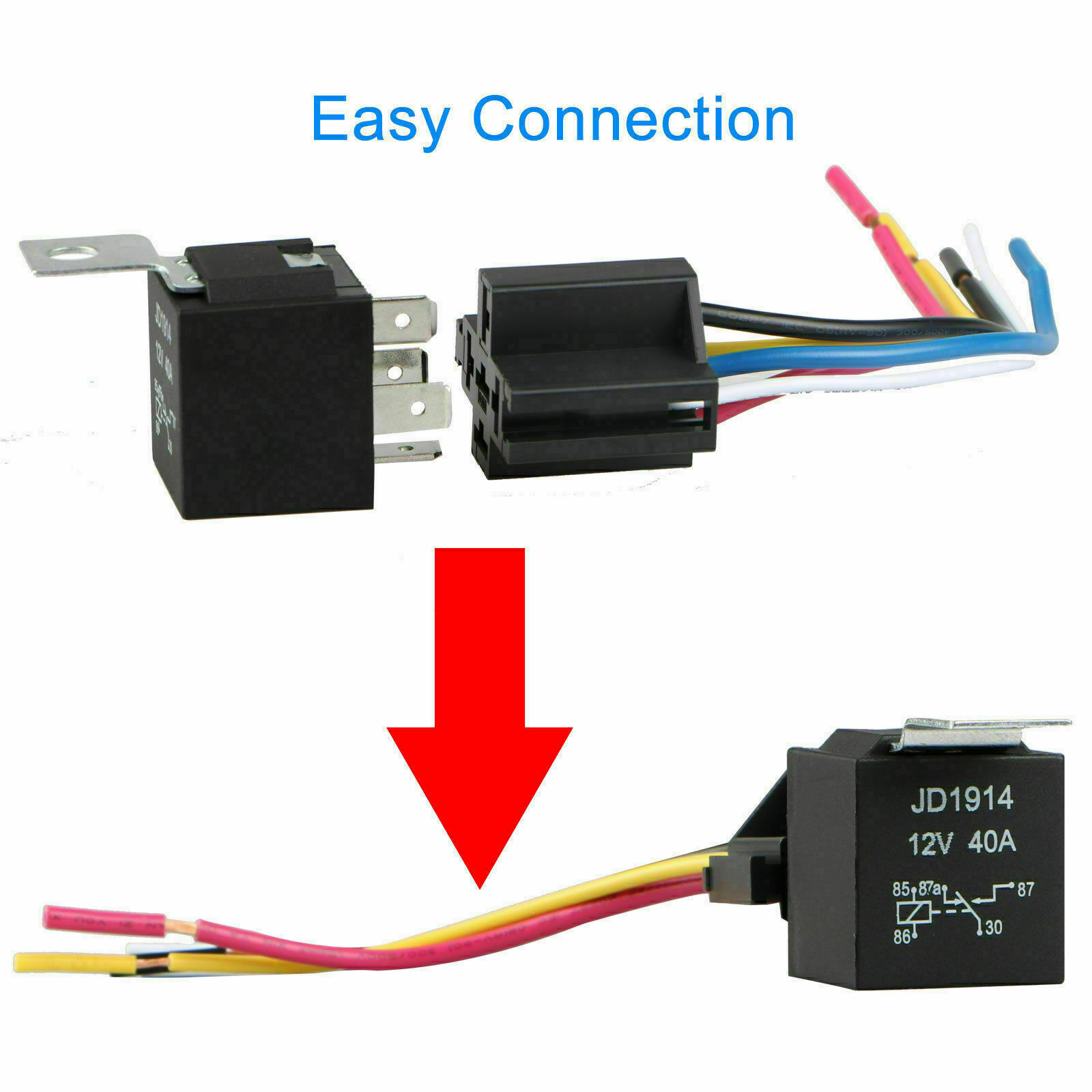 5* 5Pin Car Automotive SPDT Relay Switch Harness Socket Waterproof 40A 12V DC