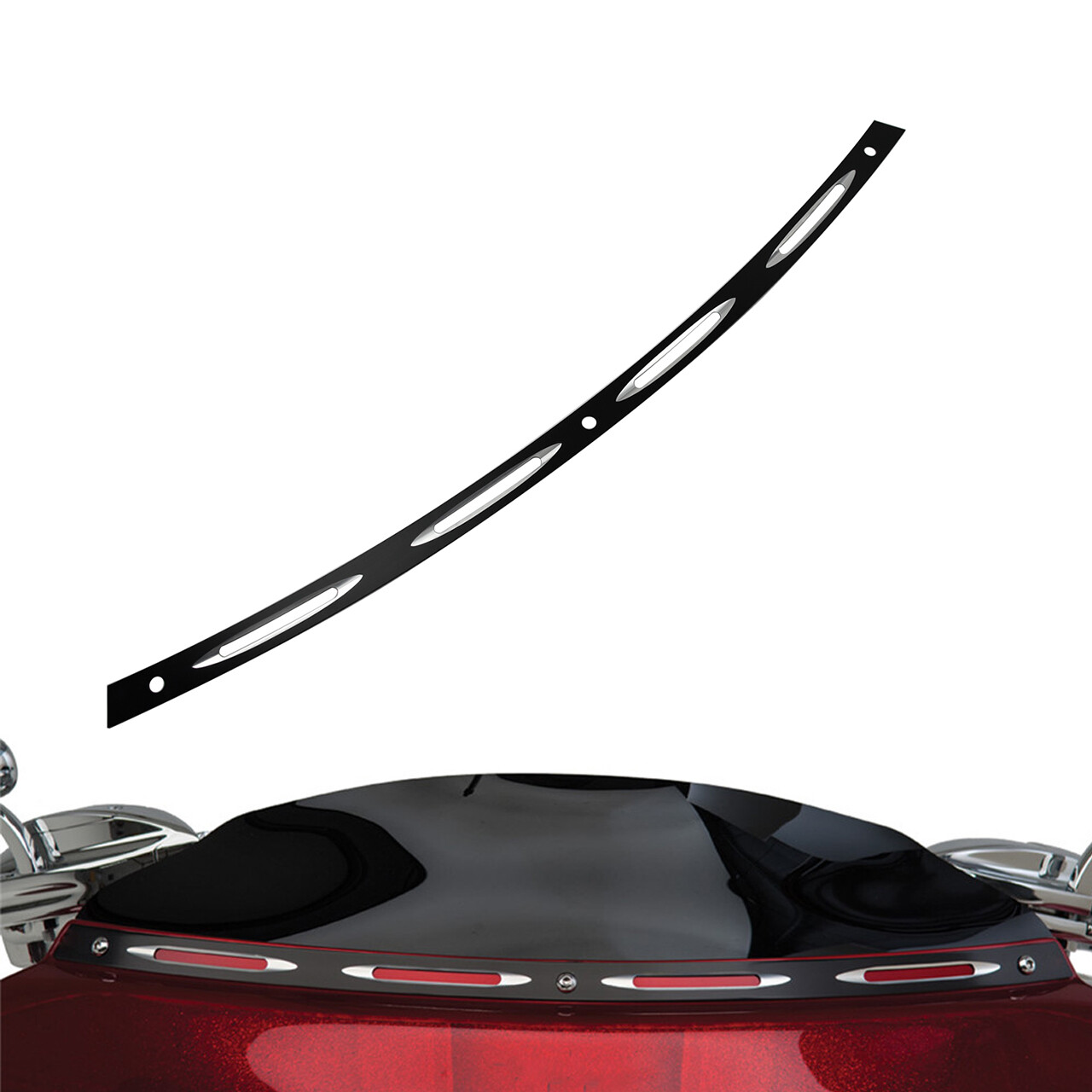 CNC Windshield Trim Hollow Fairing Black Windscreen Fit For Harley Touring 96-13
