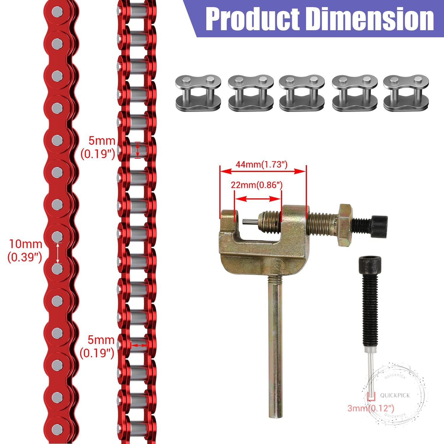 Red 35 Chain Compatible with Mini Bike Coleman CT100U CC100X Baja DB30 Motovox
