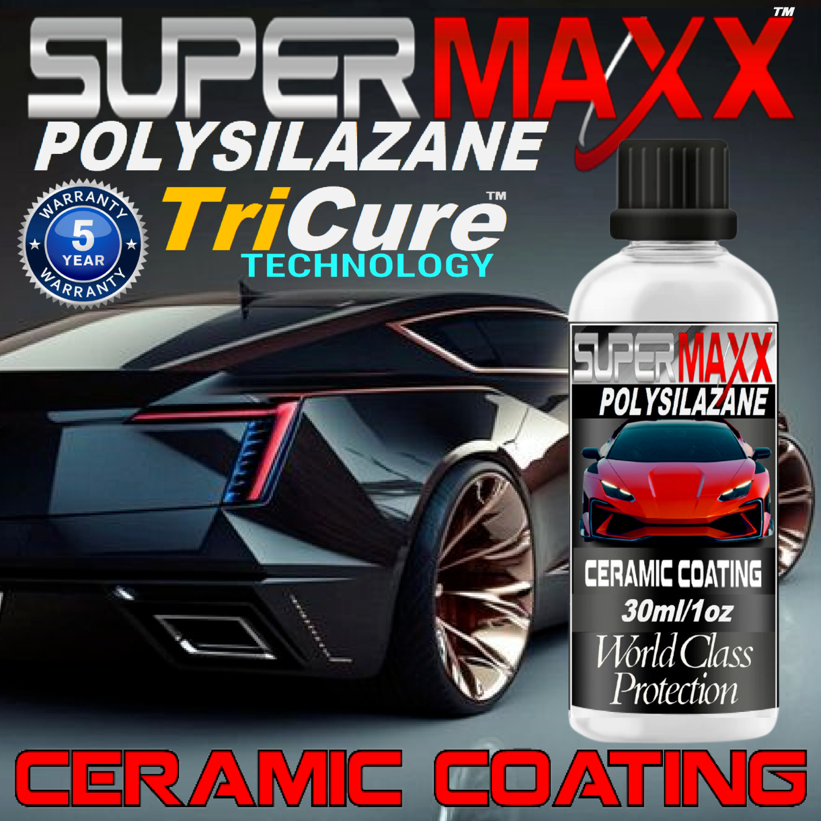 LONG LASTING CERAMIC CAR COATING 5 YEAR “TRICURE 9H PROTECTION “HIGH GLOSS”- KIT