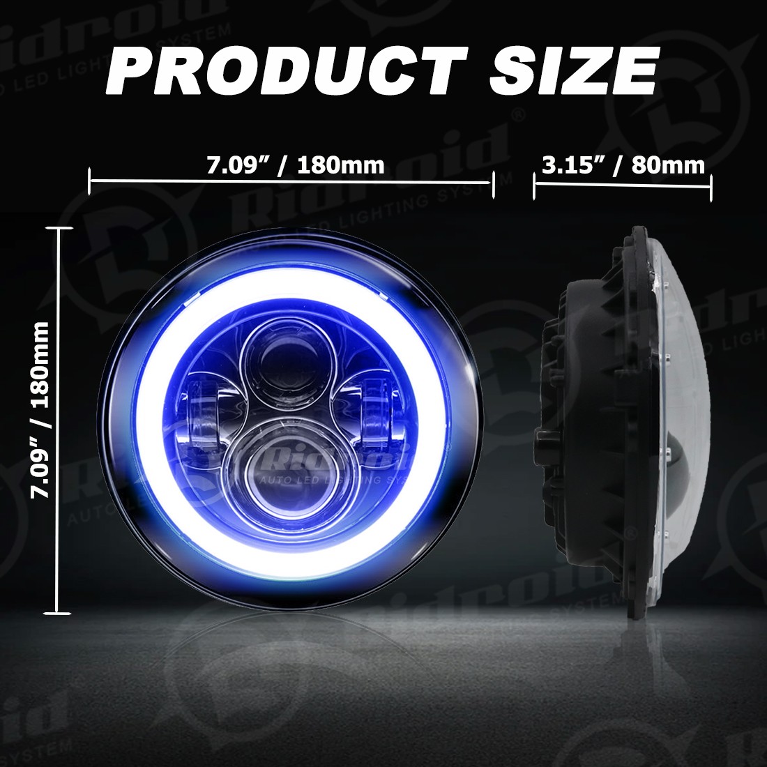 7″ LED Headlight Blue DRL Turn Light For Harley Cafe Racer & Indian Motorcycle