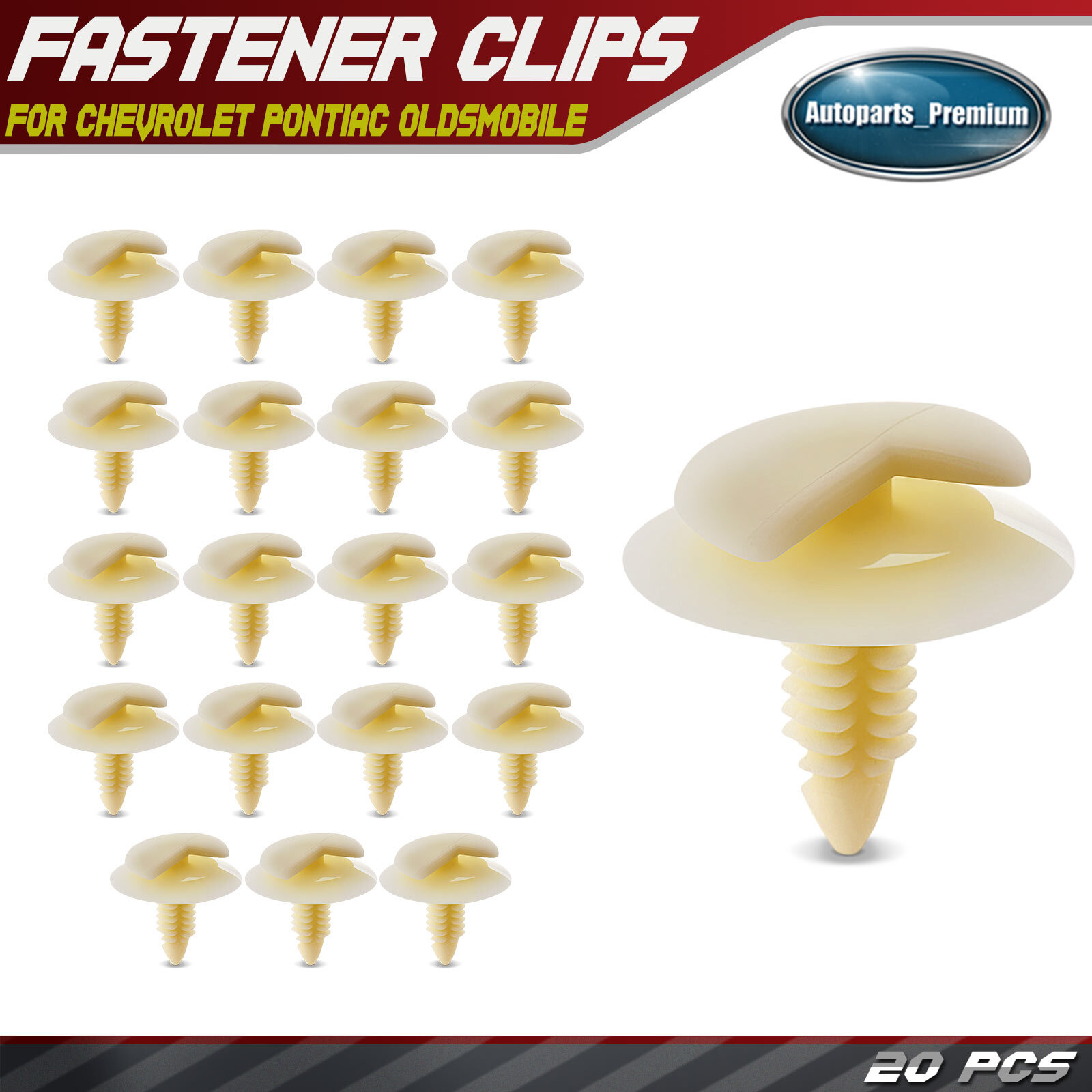 20Pcs 5/16 in Door Interior Panel Retainer Double Head Clip Fasteners for Chevy