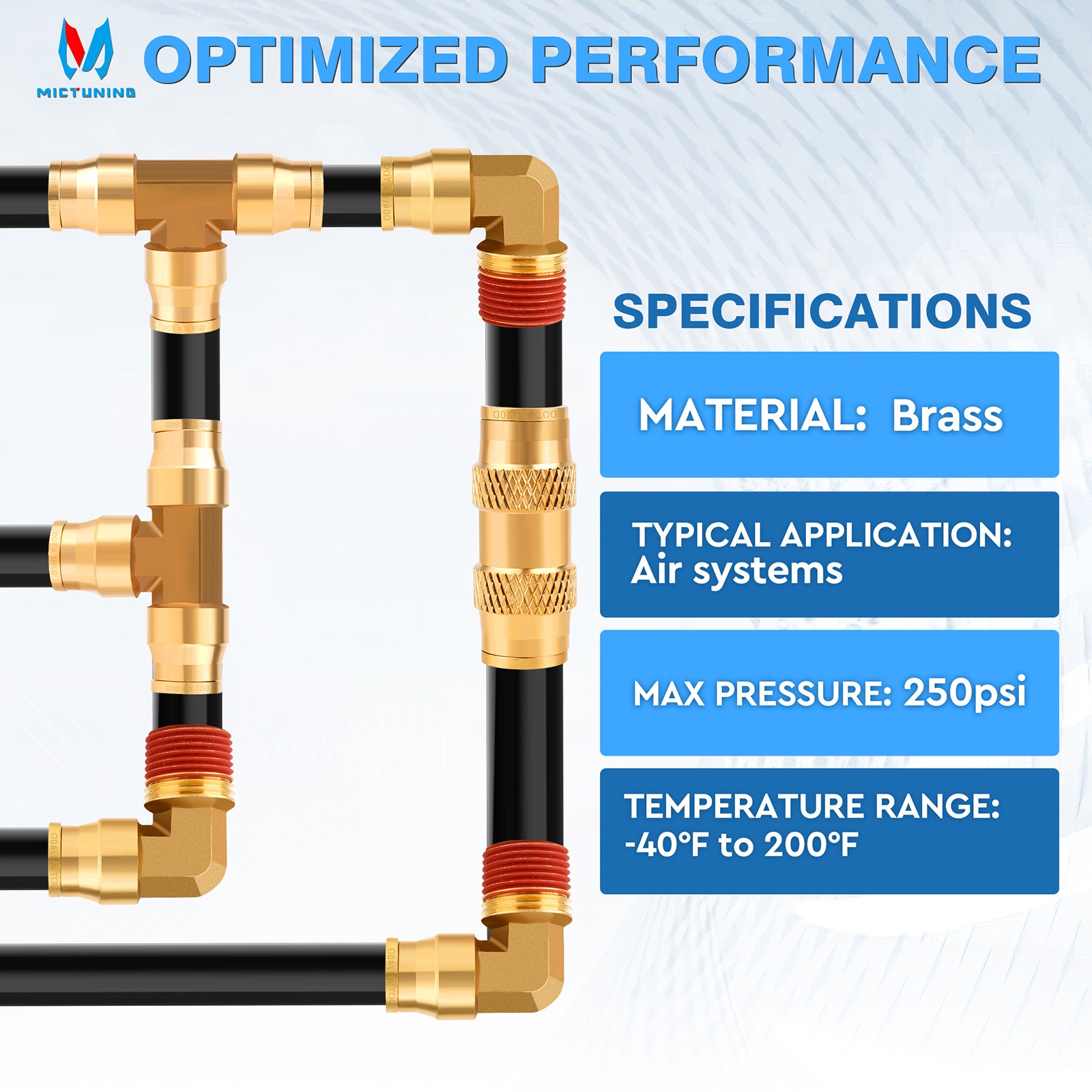 76 PCS DOT Brass Air Brake Line Fittings Assortment Kit Air Hose Fittings Repair