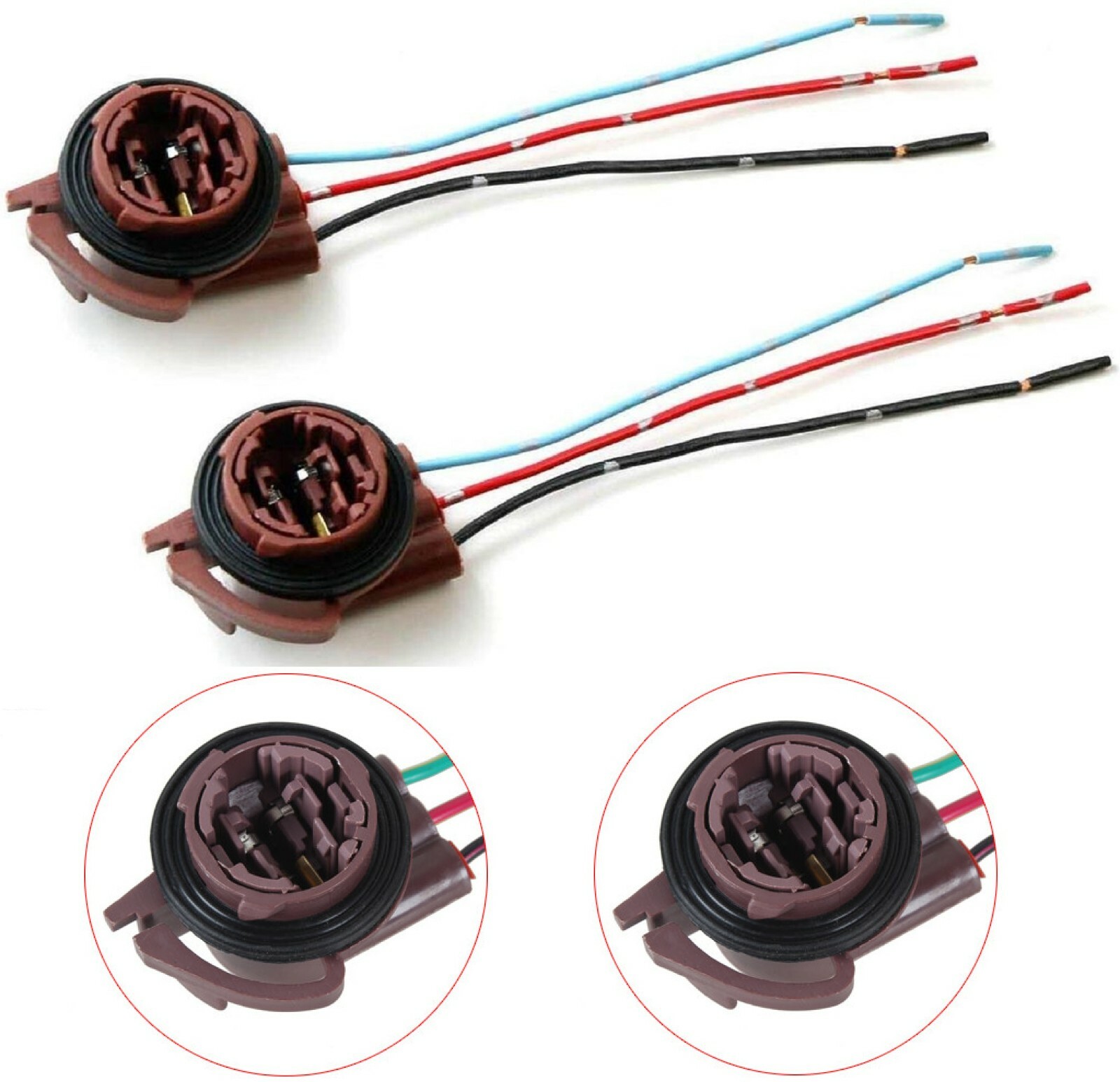 Universal Pigtail Wire Female Socket 3157 U Two Harness Brake Stop Tail Lamp Fit