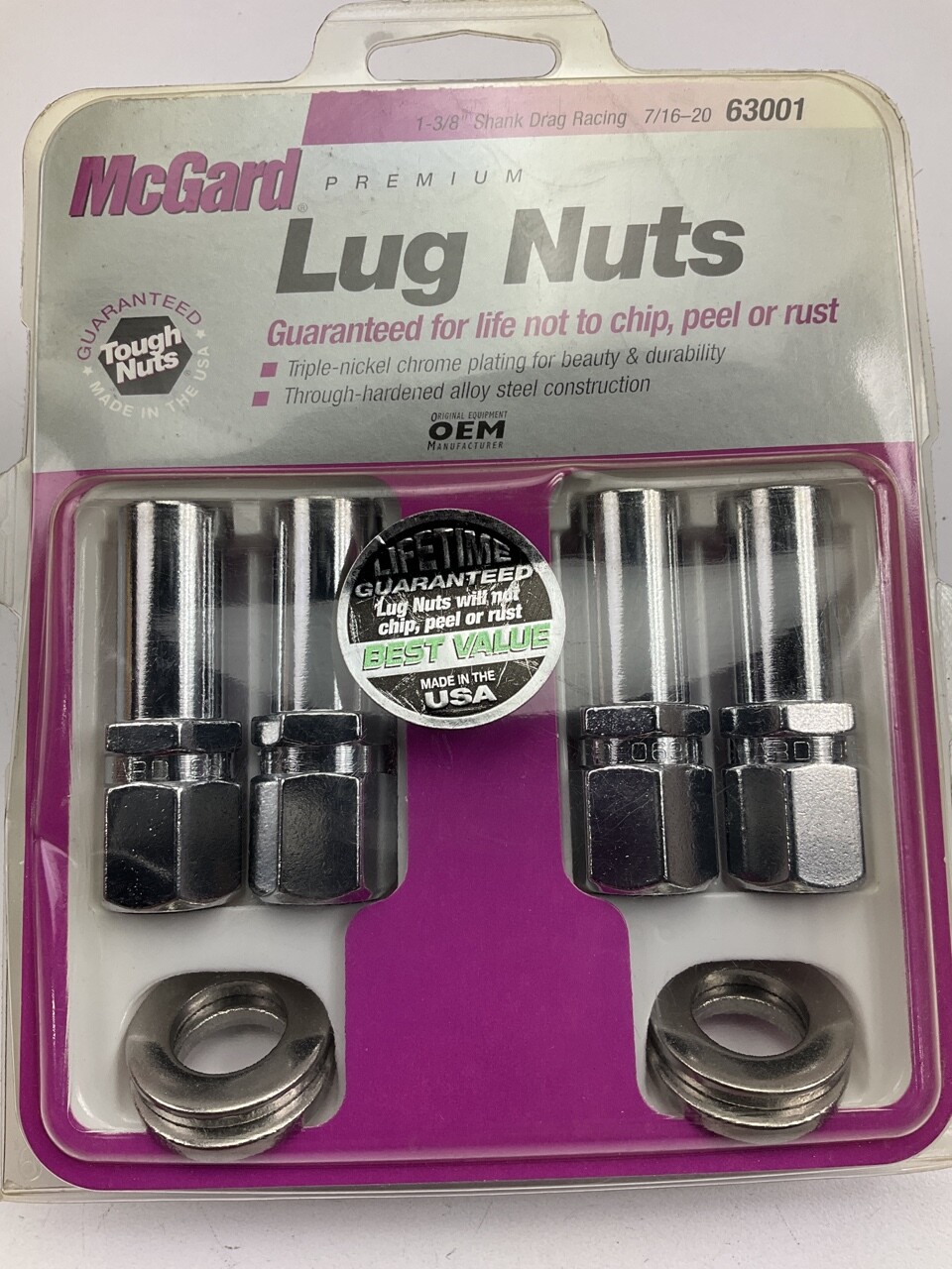 McGard 63001 Hex Lug Nuts 4 / PACK, X-Long 1-3/8″ Shank, 7/16-20, 2.475″Oal