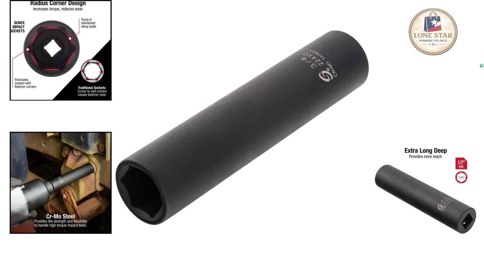 Durable Impact Socket 224XD: Extra Long Deep 1/2 Inch Drive for Professionals