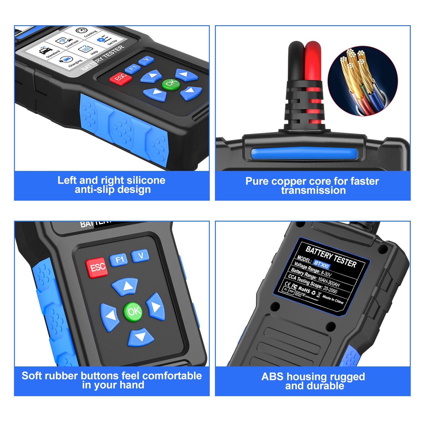 BT300 12V 24V Car Battery Tester Load Voltage Tester & Charging Analyzer 2000CCA