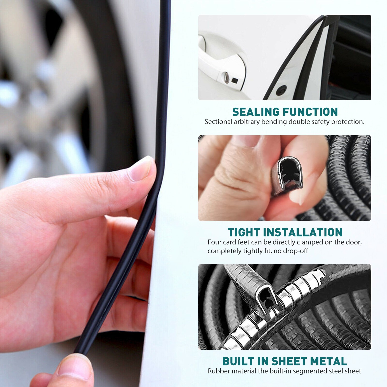 Car Door Edge Guards Edge Trim Rubber Seal Protector Rubber for Truck SUV 6M