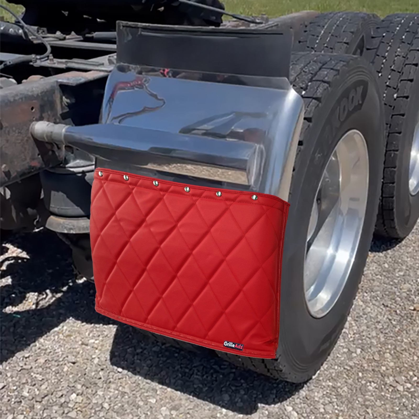 Red GrilleAdz Heavy Duty Quilted Quarter & Half Fender Guard Cover Protectors