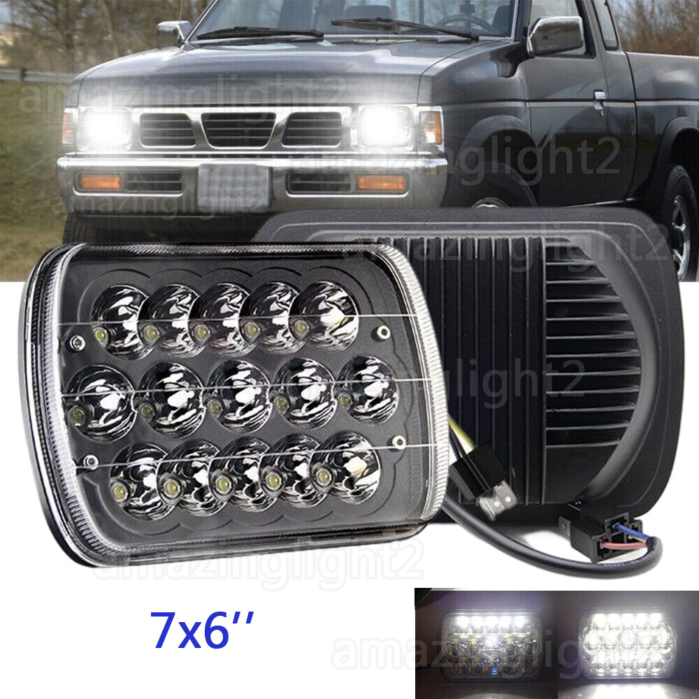 Fit 1995 1996 1997 Nissan Pickup Hardbody LED Headlight Hi/Lo Sealed Beam 7×6″