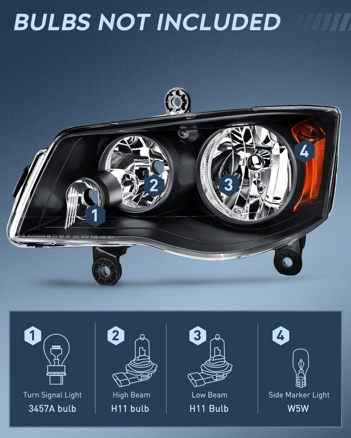 Nilight Headlight Assembly for 2011-2019 Dodge Grand Caravan 2 Years Warranty