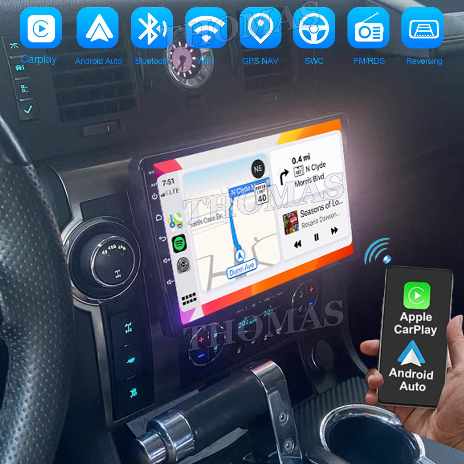 4+64GB Android 14 Carplay Car Stereo Radio GPS DSP For Hummer H2 2008-2009