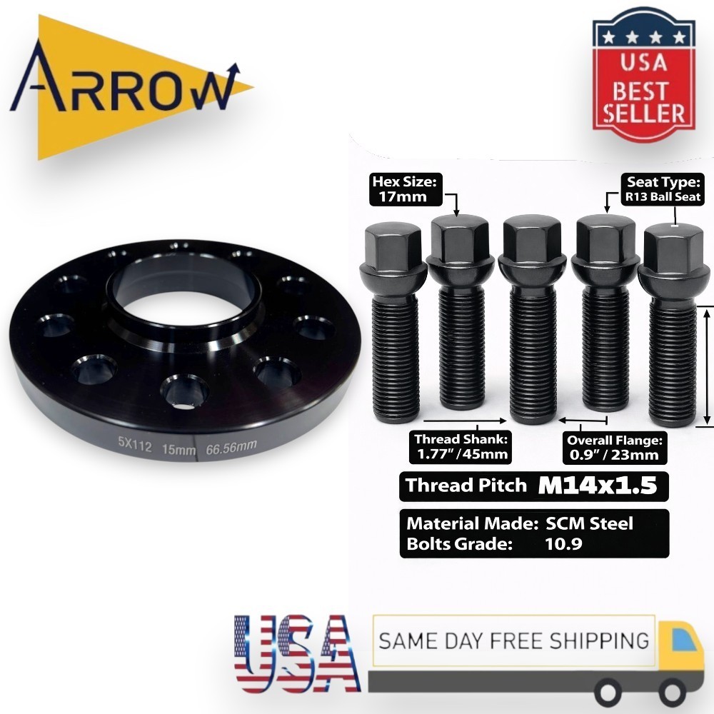 20mm Wheel Spacer 5x112mm C.B 66.56mm & Bolt M14x1.5 For Mercedes Stock Wheels