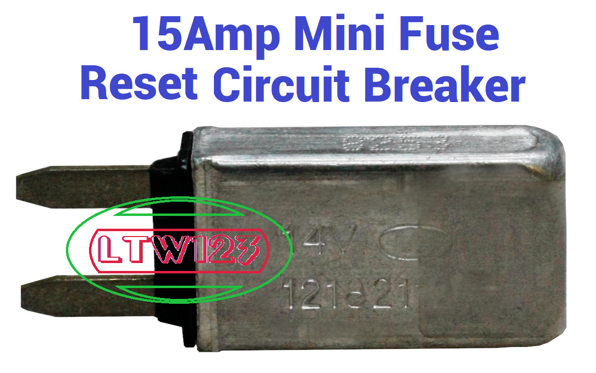 (1)15 AMP Mini Blade Fuse Reset Circuit Breaker 12V