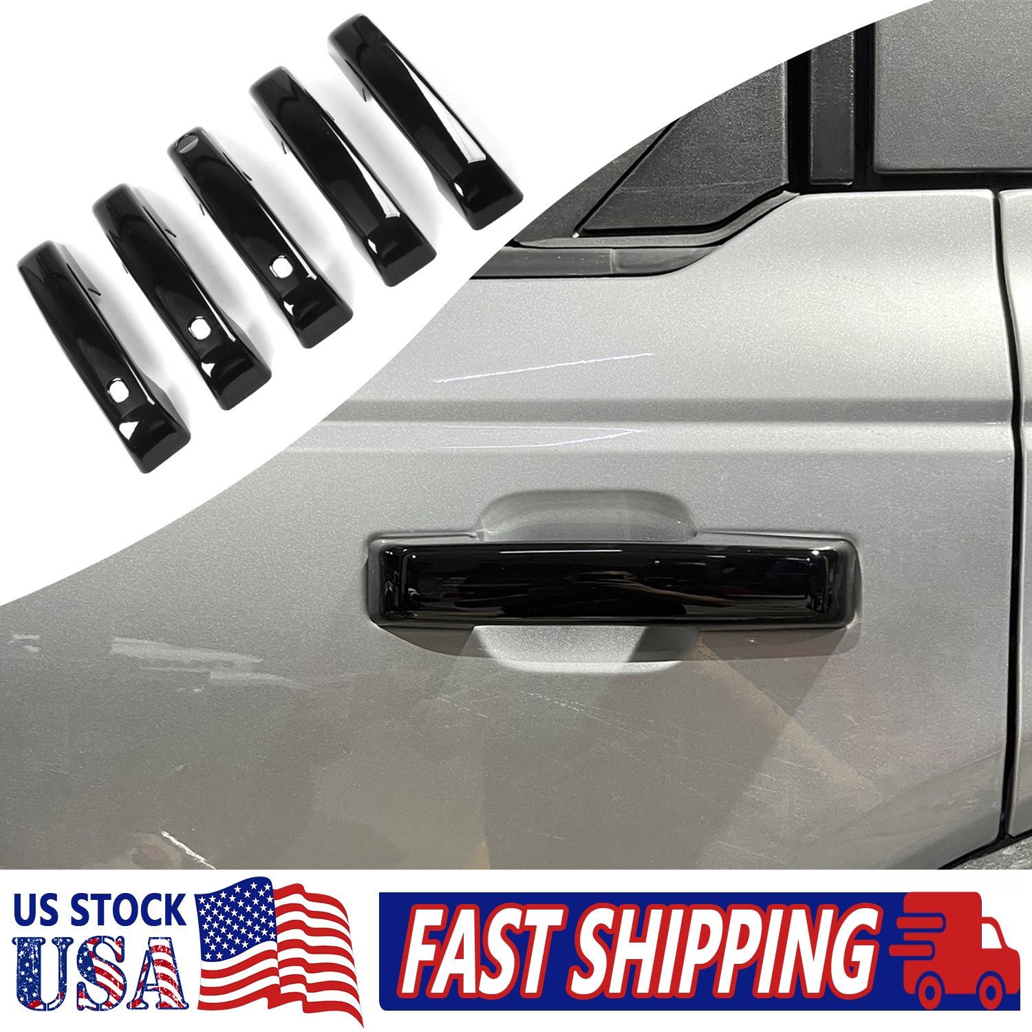 Black Side Door Handle Cover Decoration for Ford Bronco 2021+ Exterior Parts